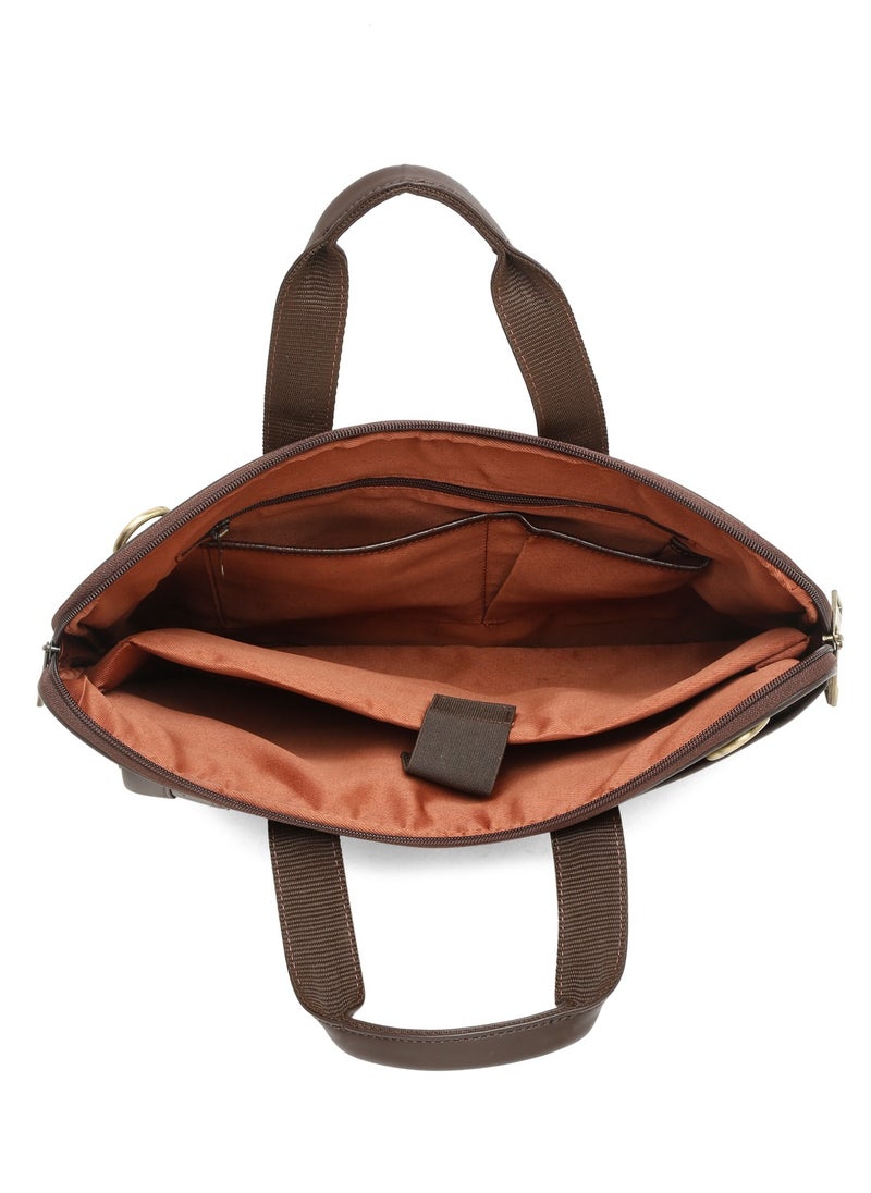 TEAKWOOD - Genuine Leather Laptop Bag Dark Brown Croco Print - Image 1
