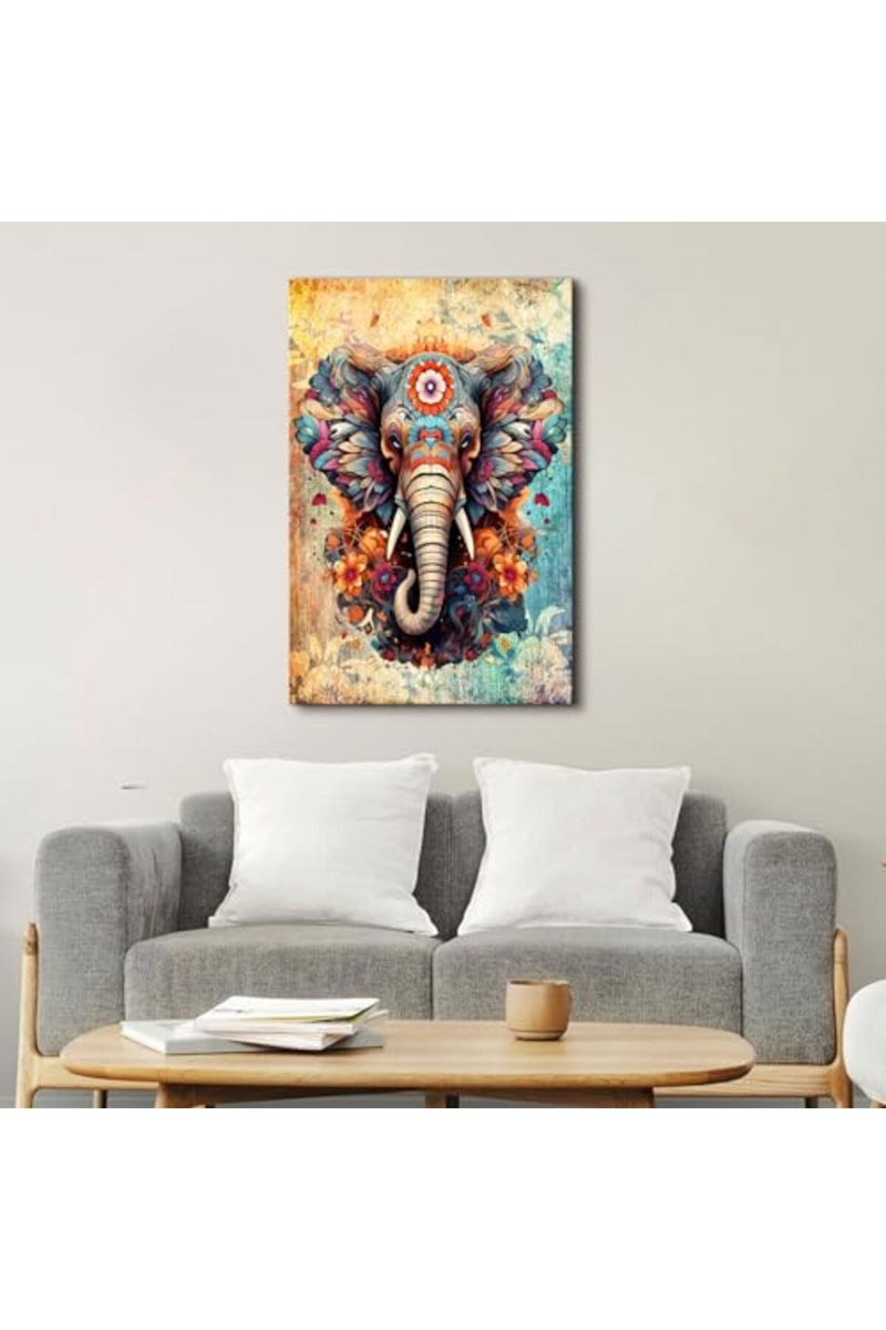 sunfrower Boho Elephant Wall Art Living Room Picture Zen Wall Decor Abstract India Mandala Canvas Prints Painting Vintage Flower African Animal Poster Artwork for Office Bathroom Bedroom Home Decorations 24x36" - Image 4