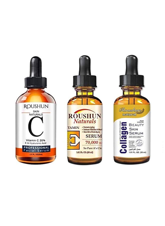 ROUSHUN Pack Of 3 Vitamin C, E And Collagen Beauty Skin Serum 30ml - Image 1