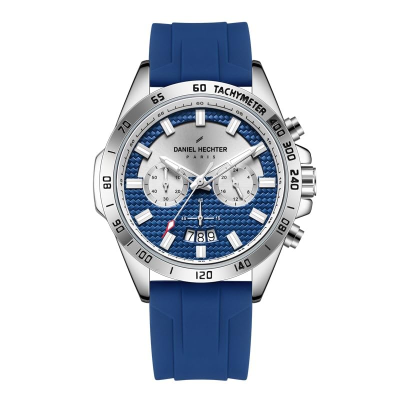 Daniel Hechter Paris Pantheon Collection Pantheon Collection Unique Multifunctional Watch for Men with Textured Round Dial Silicon Strap & Date Indicator-DHM1010 - Image 1