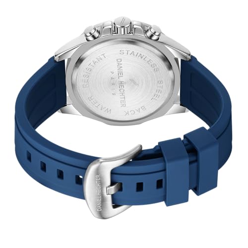 Daniel Hechter Paris Pantheon Collection Pantheon Collection Unique Multifunctional Watch for Men with Textured Round Dial Silicon Strap & Date Indicator-DHM1010 - Image 5