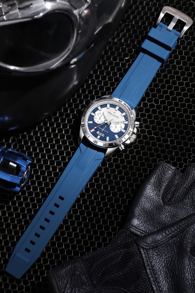 Daniel Hechter Paris Pantheon Collection Pantheon Collection Unique Multifunctional Watch for Men with Textured Round Dial Silicon Strap & Date Indicator-DHM1010 - Image 3