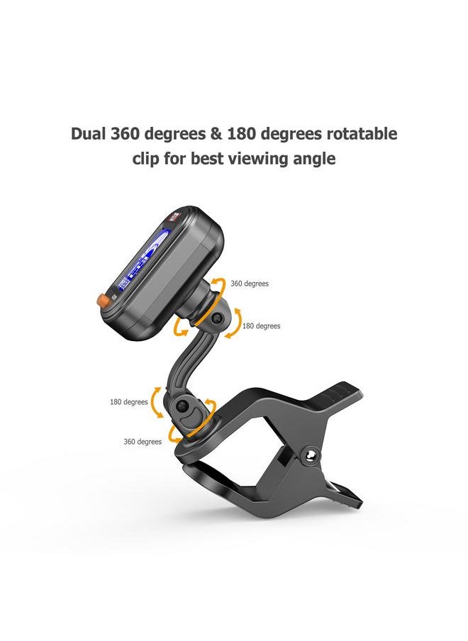 Thoraya - AROMA Clip-on Tuner Mini Portable Digital Tuning Device Multi-function LCD Display Rotating Clip for Chromatic Guitar Bass Ukulele - Image 1