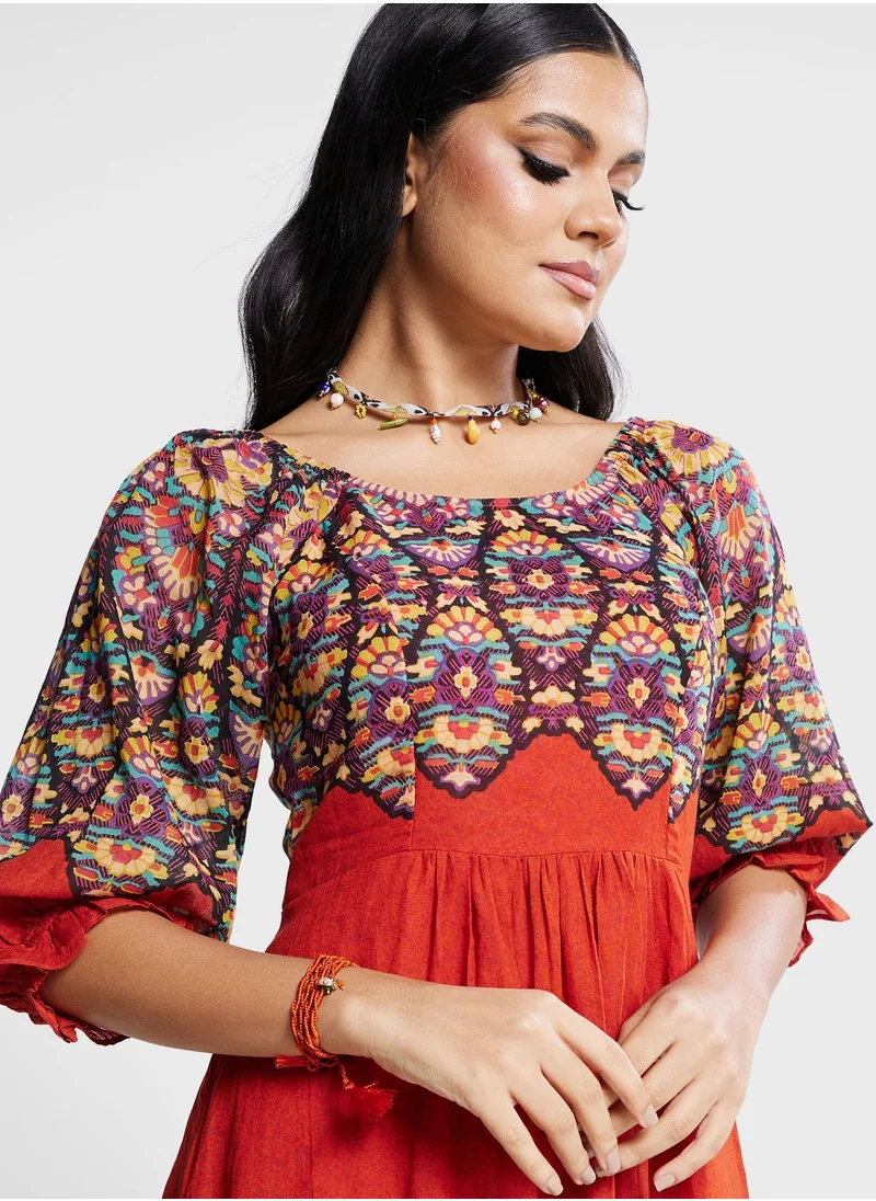Label RITU KUMAR Colorblock Printed Dress