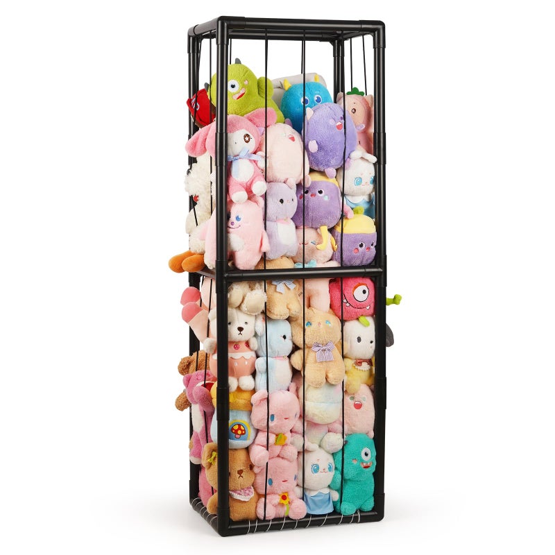 Trycooling Stuffed Animal Storage Zoo Stuffed Animal Holder Space Save Vertical Stuffed Animals Storage PVC with Elastic Band and Net for Playroom Bedroom Nursery Black 1 - Image 2
