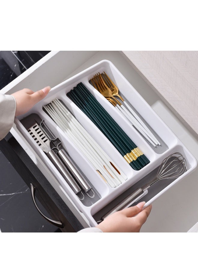 Kitchen Drawer Organizer  for Drawer Flatware Organizer 5 Compartment White - Image 3