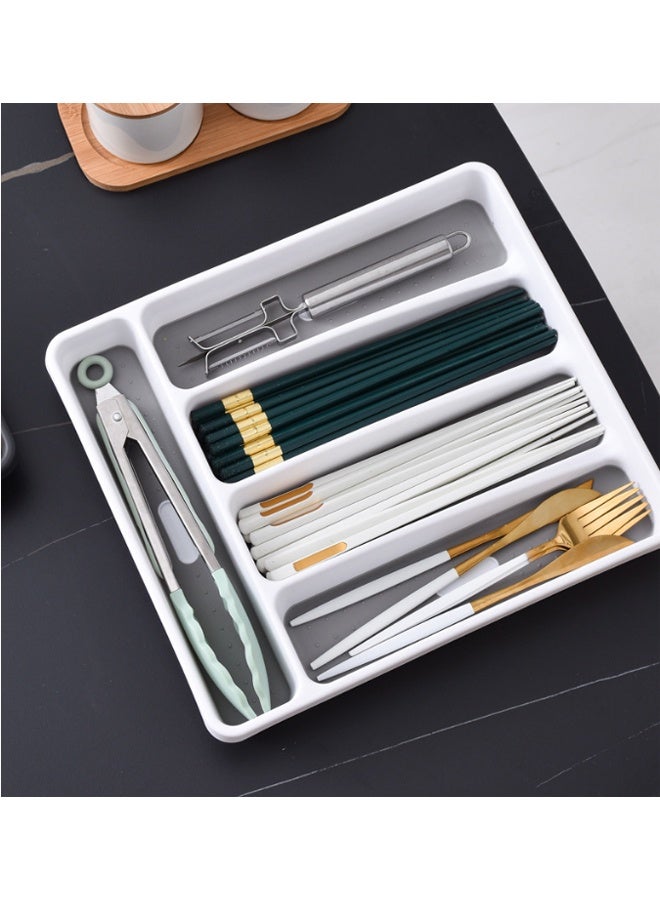 Kitchen Drawer Organizer  for Drawer Flatware Organizer 5 Compartment White - Image 5