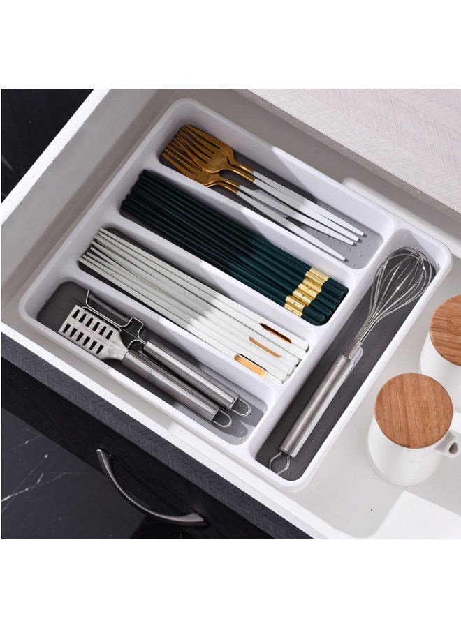 Kitchen Drawer Organizer  for Drawer Flatware Organizer 5 Compartment White - Image 2