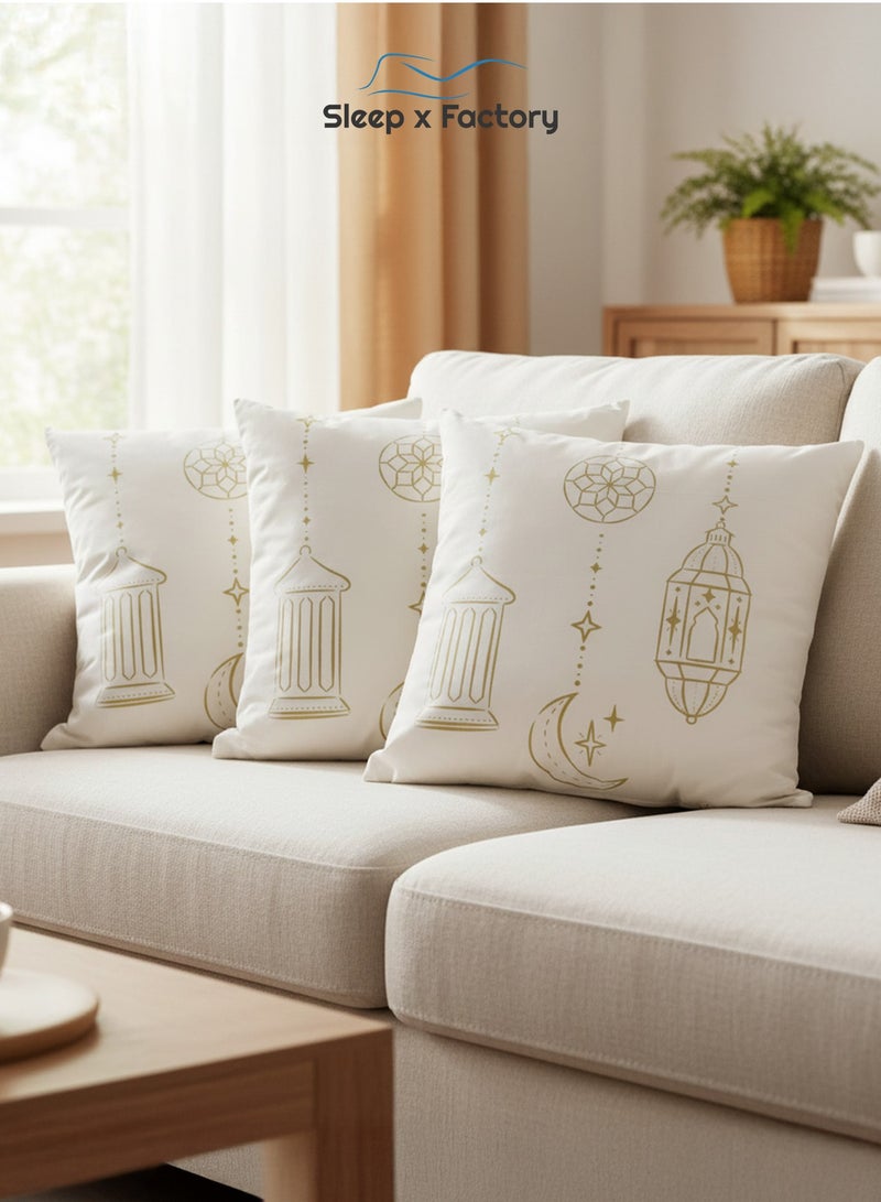 Sleep x Factory Ramadan Decorative Cushions – 3 Pack – 45x45 cm – Microfiber Filled Pillow - Image 1