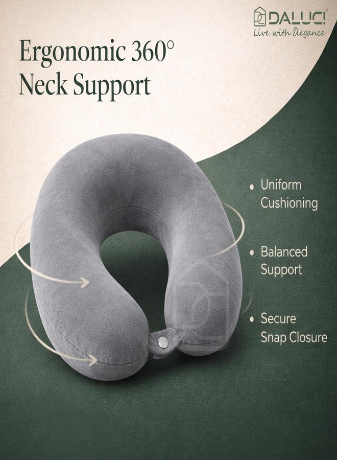 DALUCI Travel Neck Pillow for Airplane Travel | Soft U Shape Head Support for Car Train Bus | Comfortable Neck Rest Pillow (Grey, Neck Pillow) - Image 3