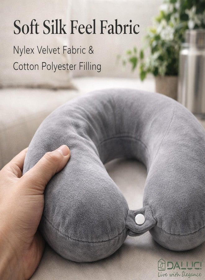 DALUCI Travel Neck Pillow for Airplane Travel | Soft U Shape Head Support for Car Train Bus | Comfortable Neck Rest Pillow (Grey, Neck Pillow) - Image 4