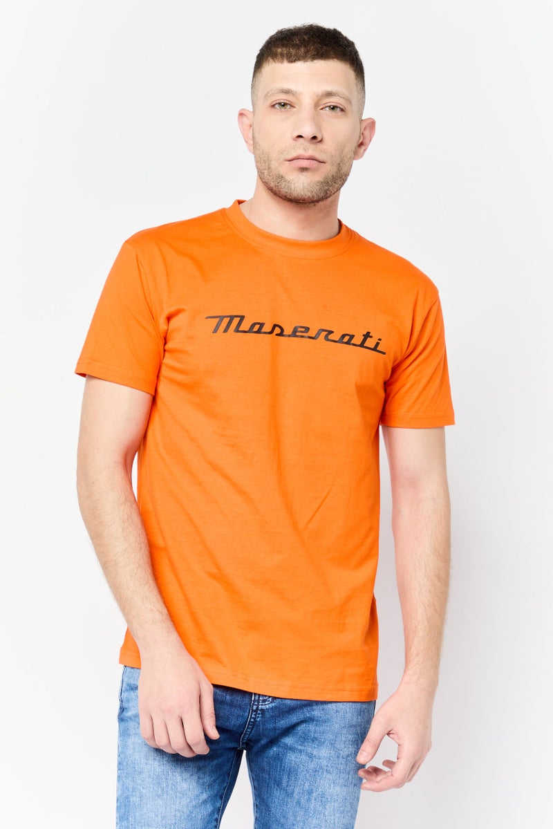 Maserati Men Crew Neck Short Sleeves Graphic Print T-Shirt, Orange - Image 1