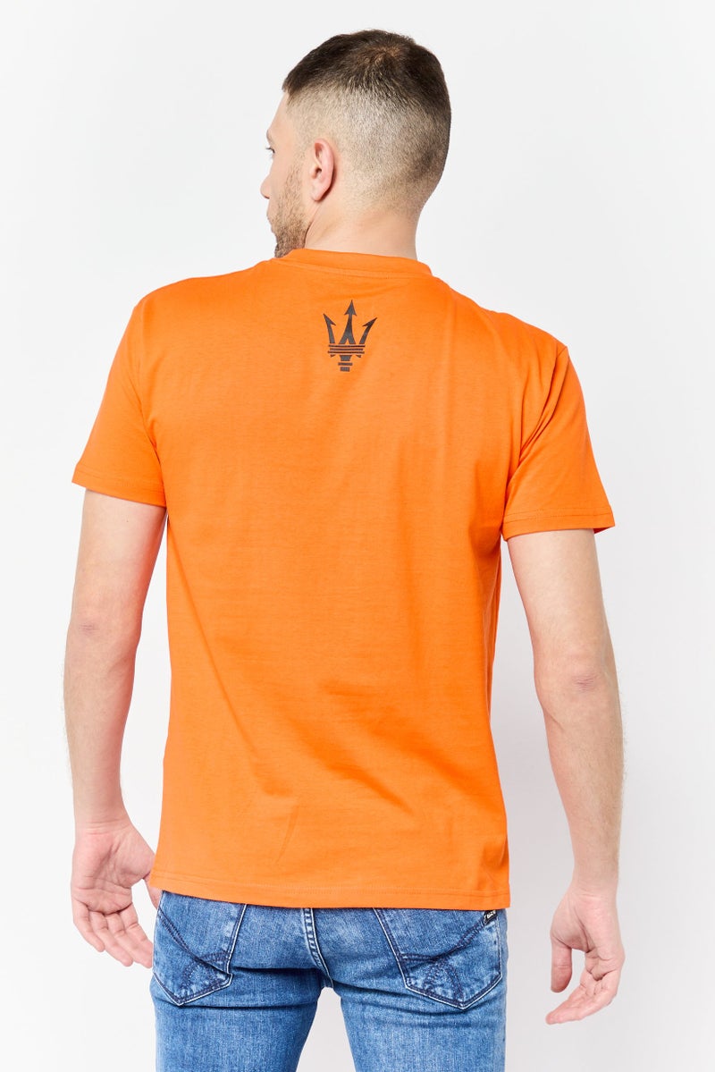 Maserati Men Crew Neck Short Sleeves Graphic Print T-Shirt, Orange - Image 2