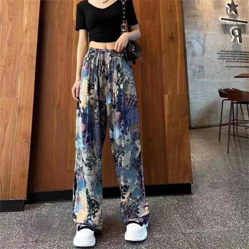 Summer Ink-Dye Casual Trousers for Women Stone Flower - Image 3