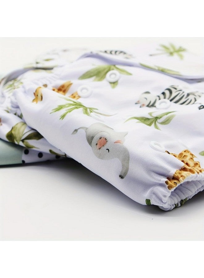 Asenappy Asenappy 3 pcs Hook and Loop Fasteners Design Baby Reusable Cloth Diapers with 3 Microfier Inserts (Animals Prints) - Image 2