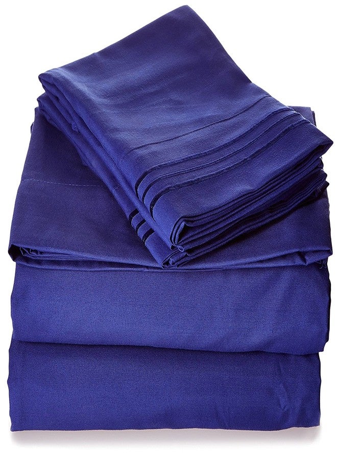 CELINE LINEN 1800 Series Hotel Quality Super Soft Wrinkle Resistant & Fade Resistant Beautiful Design on Pillowcases 4-Piece Sheet Set, Deep Pocket Up to 16inch, Queen Royal Blue - Image 1