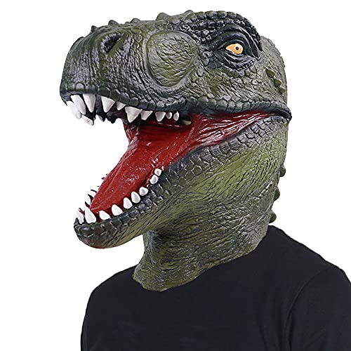 ReneeCho Novelty Halloween Costume Dinosaur Mask Latex Raptor Animal Head Jurassic - Image 1
