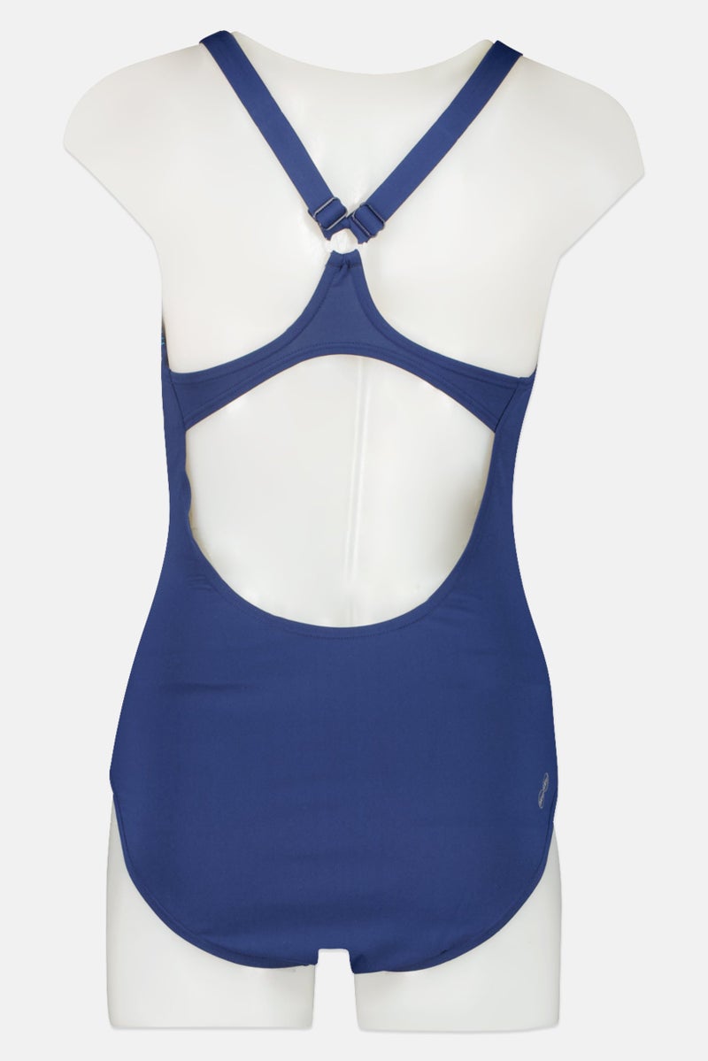 arena ملابس سباحة قطعة واحدة بشعار العلامة التجارية للنساء، أزرق داكن - Image 2