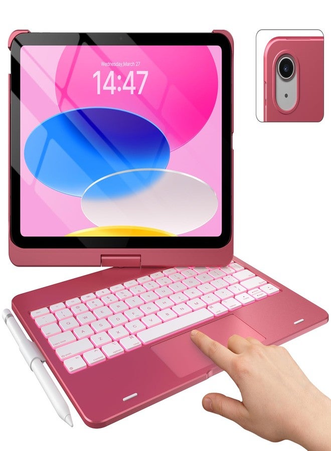 typecase غطاء لوحة مفاتيح Typecase لجهاز iPad من الجيل العاشر مقاس 11.9 بوصة (إصدار 2022)، مزود بلوحة مفاتيح متعددة اللمس بإضاءة خلفية بعشرة ألوان قابلة للدوران 360 درجة - Image 1