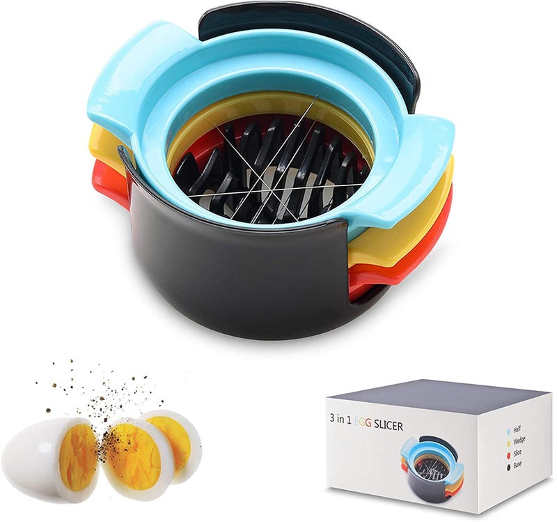 Dhvsam Egg Slicer , 3 in 1 Stainless Steel Cutting Wire Cut Soft Boiled Eggs ,Egg Chopper/Divider/Dicer/Cutter, Slicing Widget Slicing Cutter for Cooking Kitchen Accessories. - Image 1
