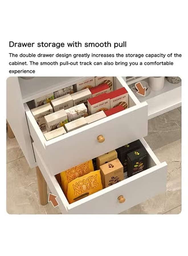 AGD Coffee Corner for Living Room with Storage, Entryway Side Cabinet Modern Buffet, Large Top with 2 Drawers, Wooden Center Table for Home, 100 x 35 x 80 cm, White - Image 4