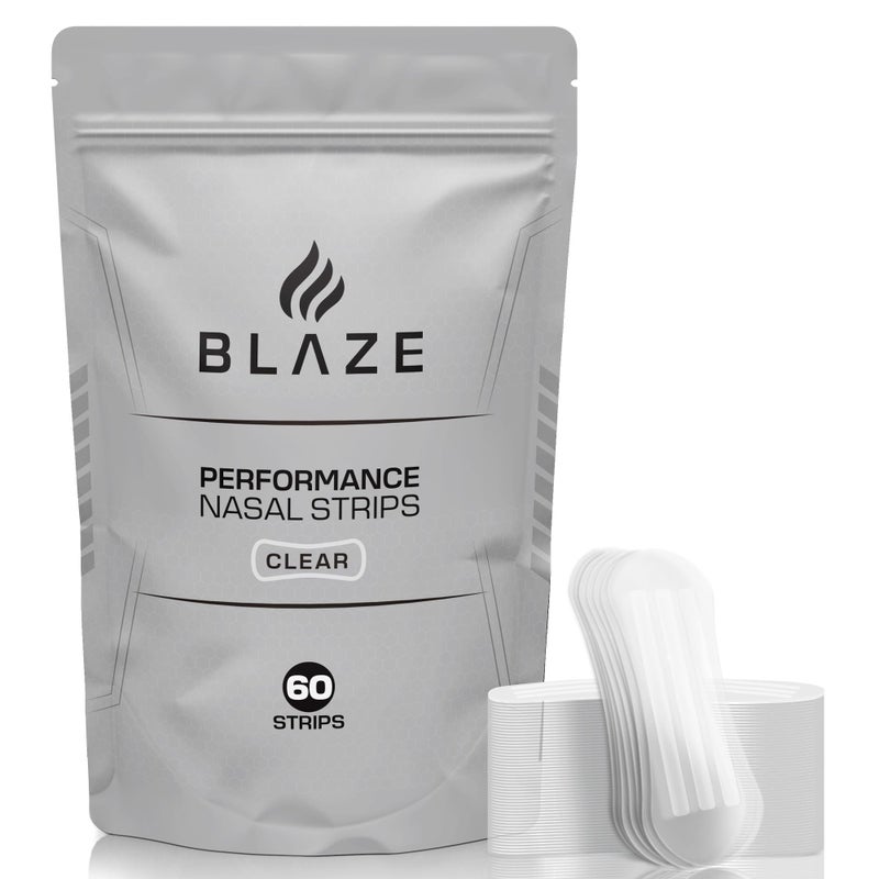 Performance Nose Strips for Breathing 60 Count Oil Sweat Proof Adhesive Athletic Nasal Strips for Snoring Sleeping Clear Wide Universal Fit Extra Strength Snoring Solution for Sleep