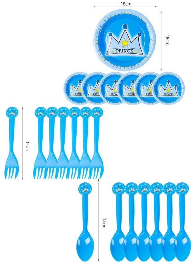 40-piece Blue Prince Crown Themed Birthday Party Disposables Set  - Image 2