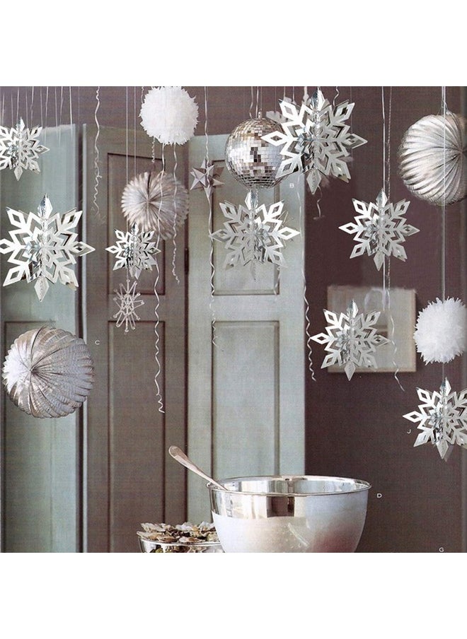 OuMuaMua Winter Christmas Hanging Snowflake Decorations, 12PCS 3D Large Silver Snowflakes & 12PCS White Paper Snowflakes Hanging Garland for Christmas Winter Wonderland Holiday New Year Party Home - pzsku/ZC5D0C702D2E387C8BD1EZ/45/_/1740982555/40f358e0-e075-4198-95b4-2ab5e9c0b753