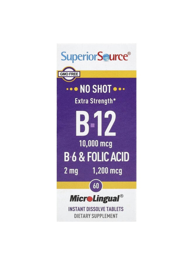 Superior Source B-12, B-6 & Folic Acid, Extra Strength, 60 MicroLingual Instant Dissolve Tablets  - Image 2