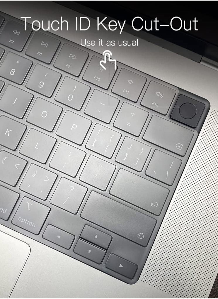 غطاء لوحة مفاتيح TPU فائق النحافة متوافق مع MacBook Pro مقاس 16 بوصة 2021 2022 A2485 M1 Pro/Max، شفاف