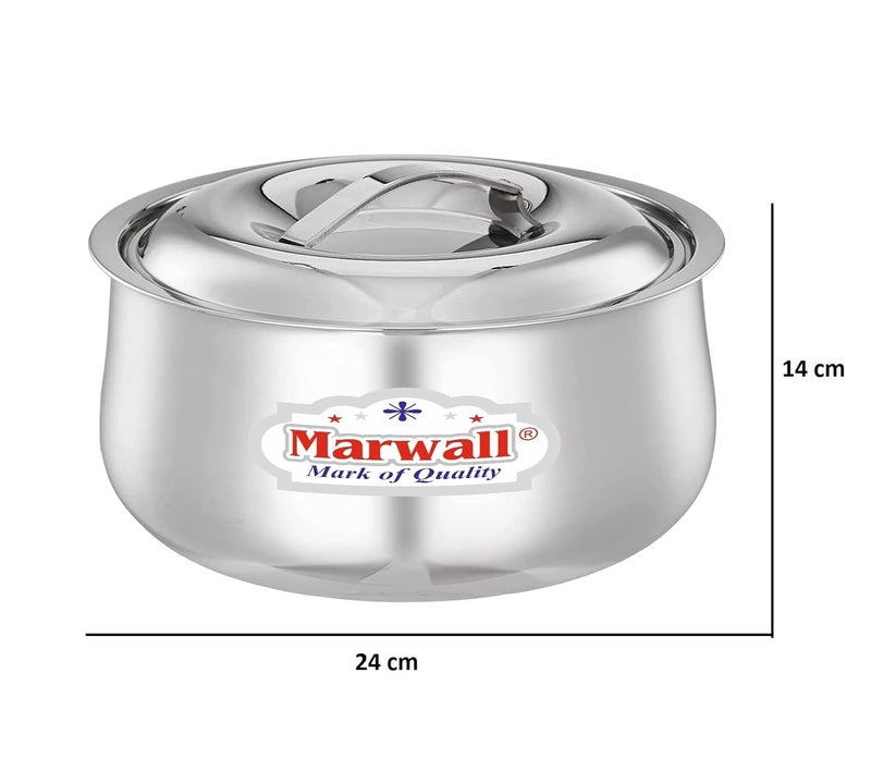 MARWALL Stainless Steel Double Wall Insulated Stainless Steel Belly Shape Casserole with Lid 3000ml - Image 3