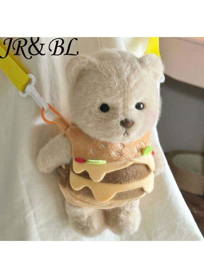 Hamburger Bear Crossbody Bag Shoulder Bag Funny Japanese Style Hong Kong Style Ins Japanese Style Backpack Cute Girl's Heart All-Match Trendy-Color:Hamburger Bear-Specification:Standard  - Image 4