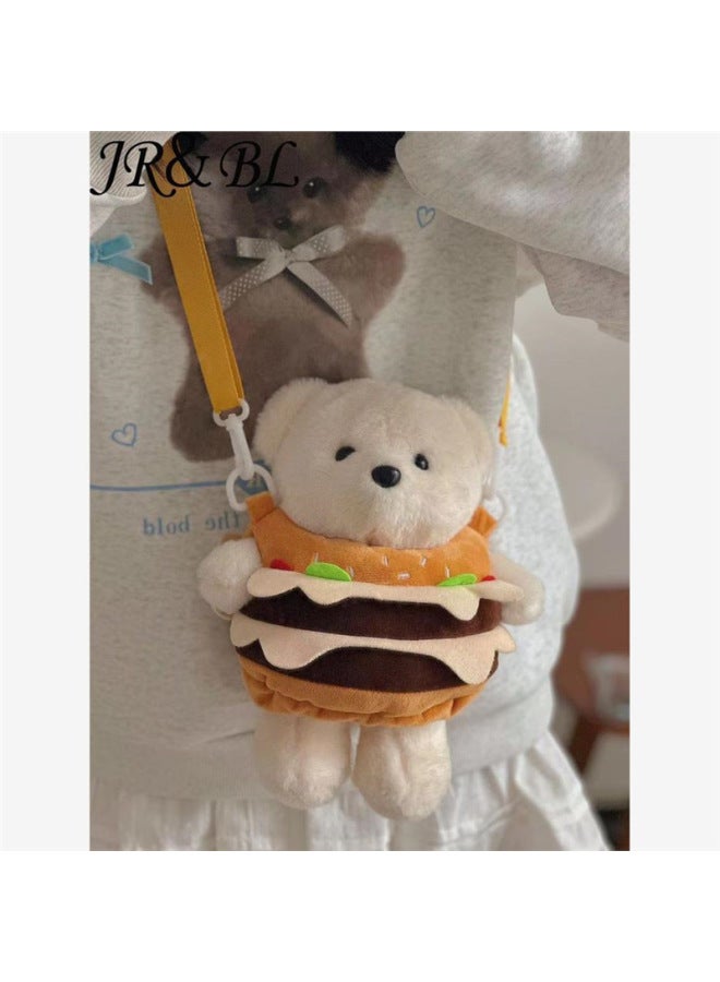 Hamburger Bear Crossbody Bag Shoulder Bag Funny Japanese Style Hong Kong Style Ins Japanese Style Backpack Cute Girl's Heart All-Match Trendy-Color:Hamburger Bear-Specification:Standard  - Image 3