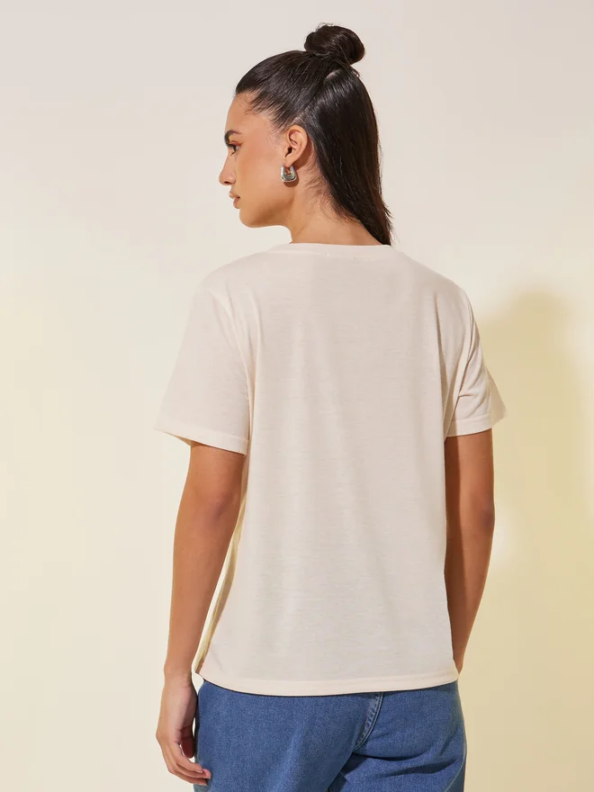 Take Two Take Two Slogan Print Round Neck T-Shirt