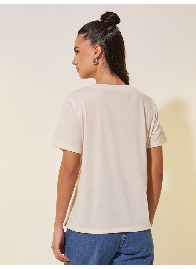 Take Two Take Two Slogan Print Round Neck T-Shirt  - Image 4
