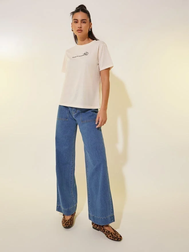 Take Two Take Two Slogan Print Round Neck T-Shirt