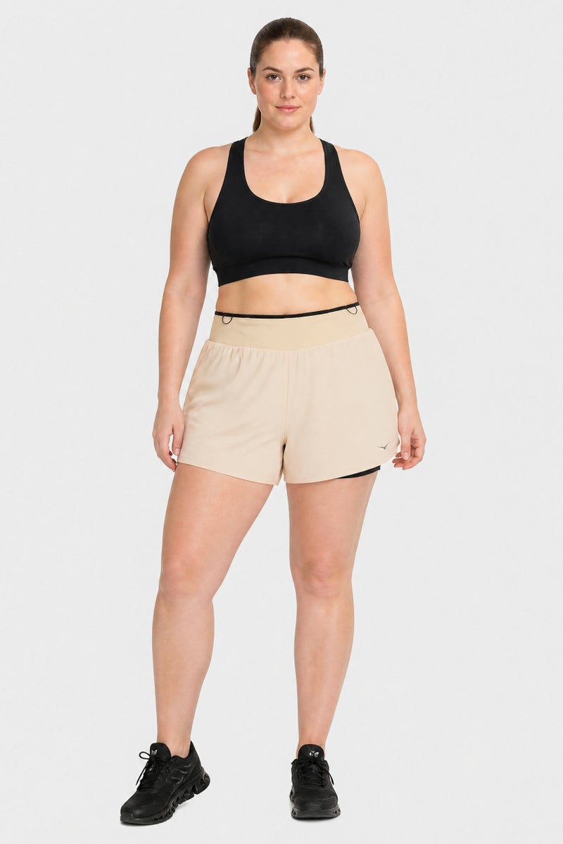 Hoka Women Sportswear Fit Training  Shorts, Beige - Image 3