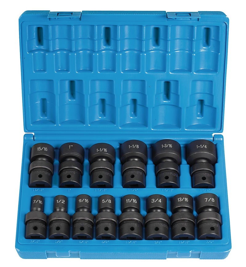 Grey Pneumatic (1314U) 1/2" Drive 14-Piece Standard Length Fractional Universal Socket Set - Image 5