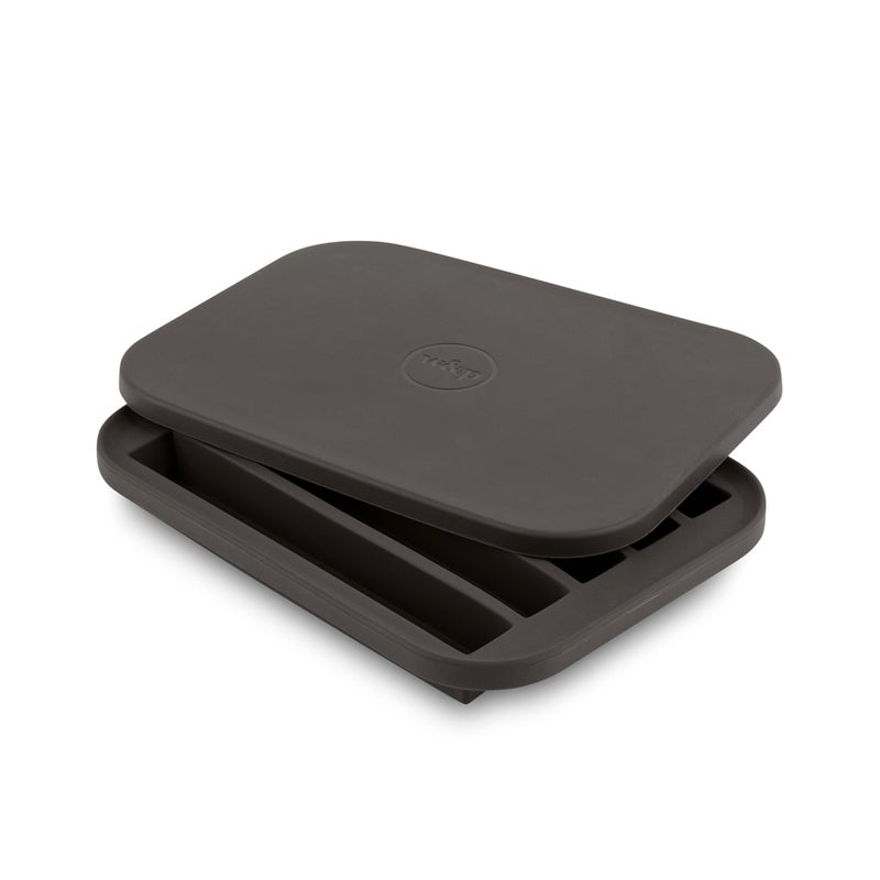 WP Peak Silicone Water Bottle Ice Tray w Protective Lid Charcoal Easy to Remove Ice Food Grade Premium Silicone Dishwasher Safe BPA Free