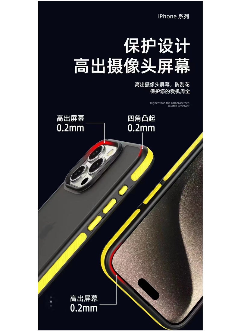 Generic A back cover with a matte texture a delicate colored frame shock protection and protection for the camera from breakage For Iphone 14 Pro Max (Blue)  - Image 4