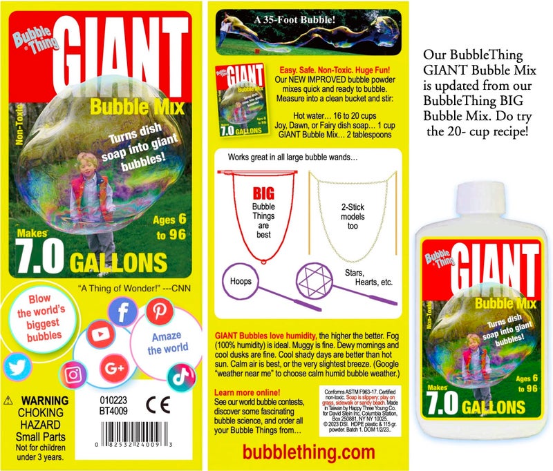 BUBBLE-THING BUBBLETHING Giant Bubbles Mix Refills Giant Bubble Wands, Toys, Makers | Concentrate Makes 7.0 Gallons Giant Bubble Solution Fun for Kids, Adults Ages 6 to 96 - Image 4