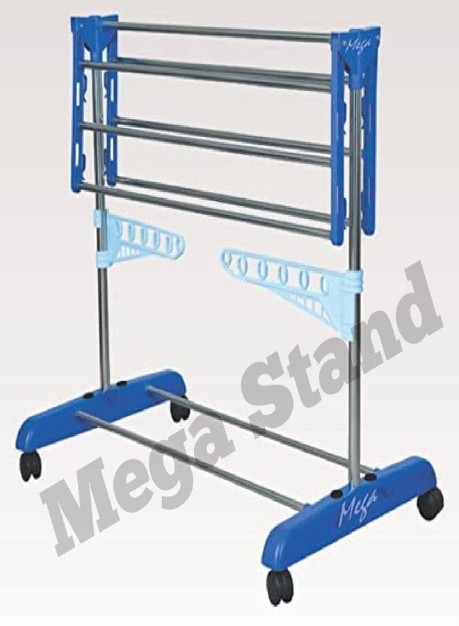 Mega Brands Stand Stainless Steel Clothes Stand for Drying Indian Made Cloth Drying Stand for Home | - 1 Tier | Blue | - Image 2
