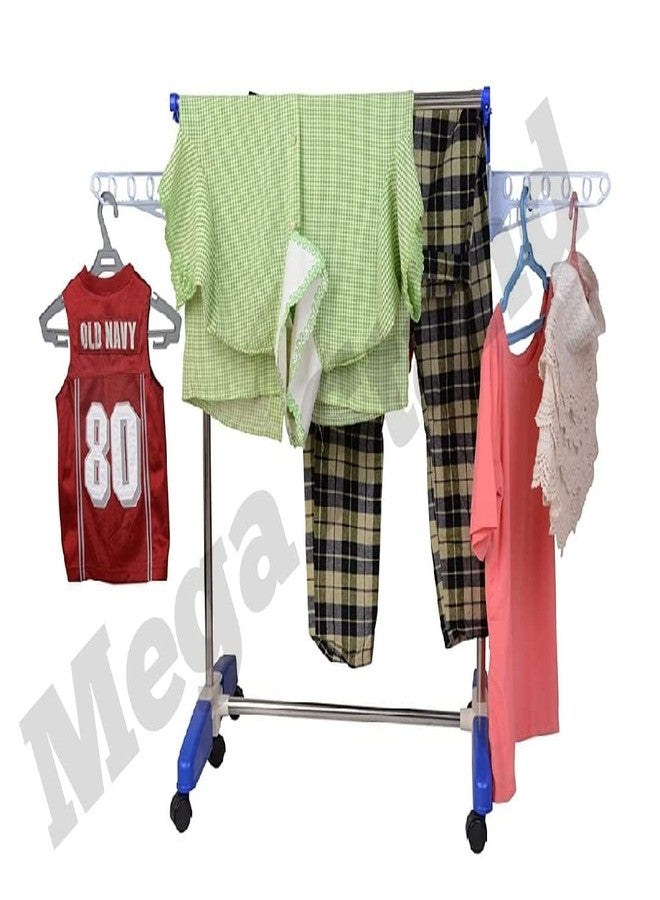 Mega Brands Stand Stainless Steel Clothes Stand for Drying Indian Made Cloth Drying Stand for Home | - 1 Tier | Blue | - Image 4