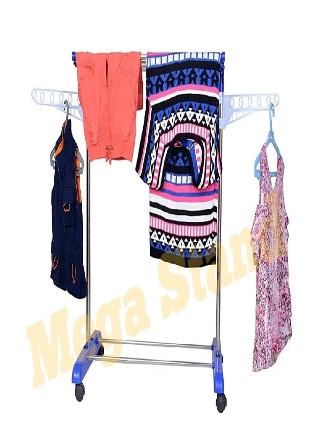 Mega Brands Stand Stainless Steel Clothes Stand for Drying Indian Made Cloth Drying Stand for Home | - 1 Tier | Blue | - Image 5