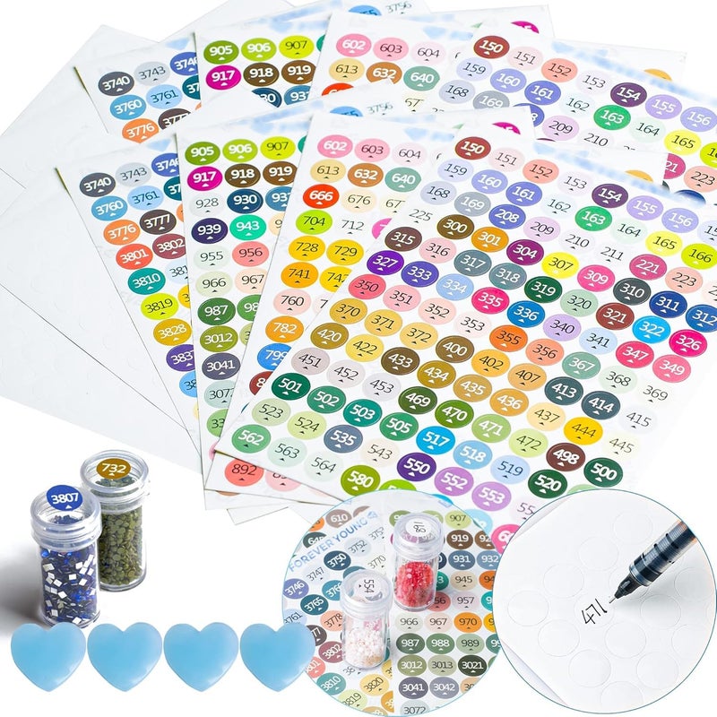 Forever young Diamond Painting Labels as Diamond Painting Accessories for Diamond Art Storage 447 Color Number Label Stickers for Jars Diamond Art Labels for Containers with Blank Label and Wax2 Set