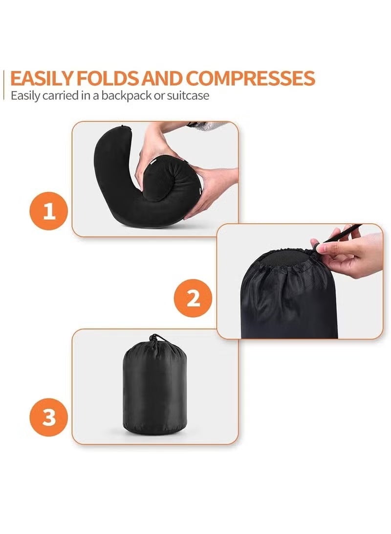 Travel Pillow Memory Foam Neck Pillow Head Support Soft Pillow with Eye Masks and Earplugs for Sleeping Rest, Airplane Car & Home Use - Image 4