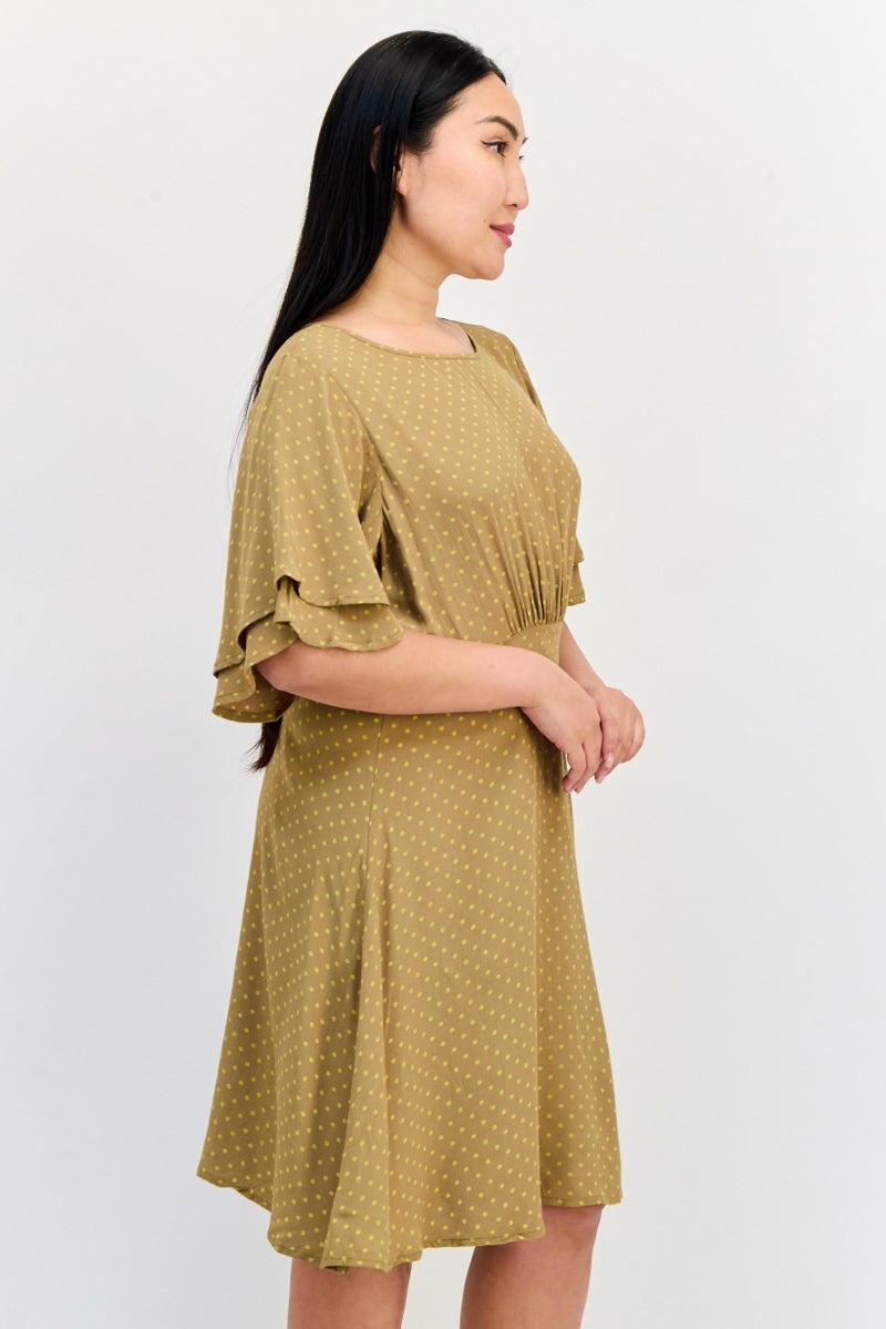 ONLY Women Polka Dots Mini Skirt, Olive  - Image 2