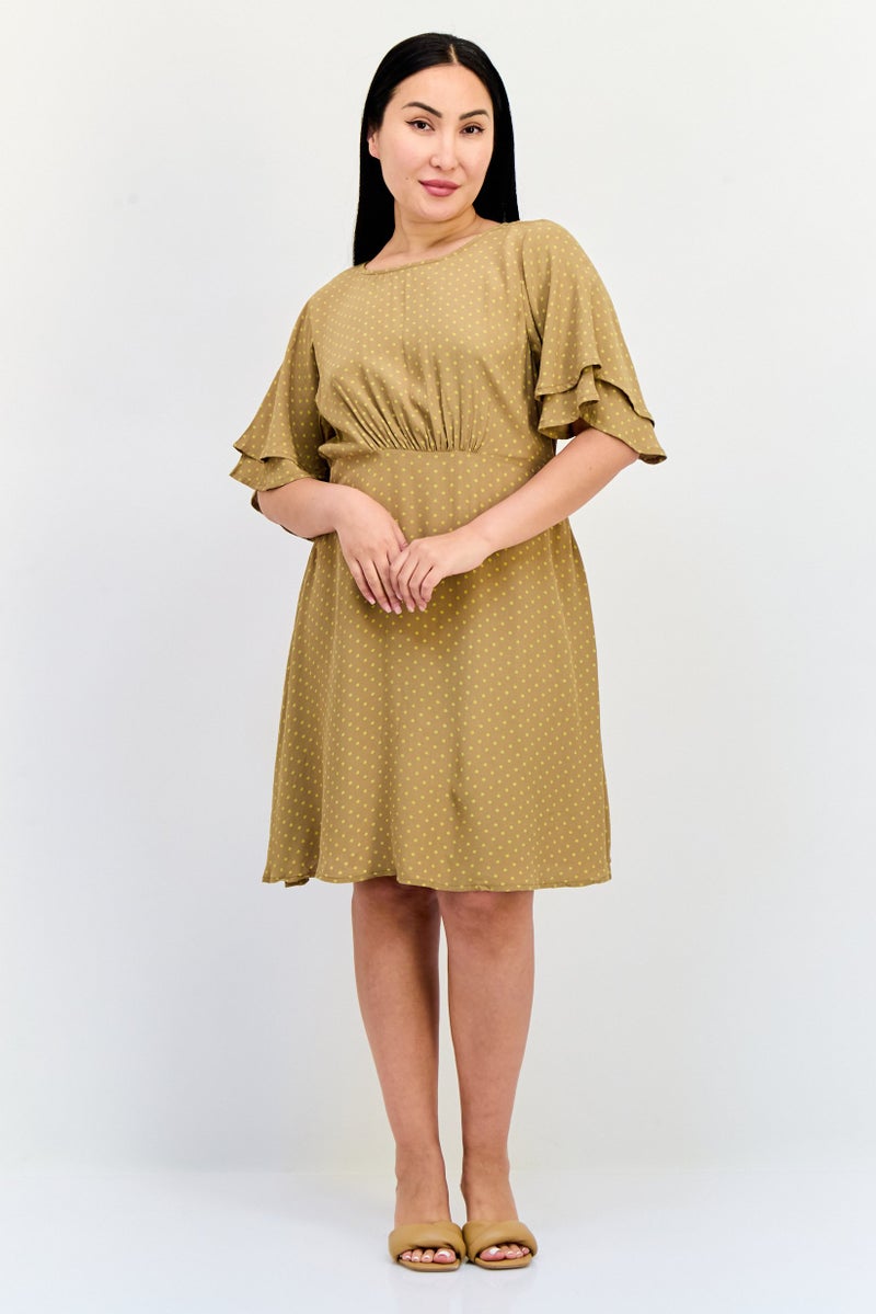 ONLY Women Polka Dots Mini Skirt, Olive  - Image 4