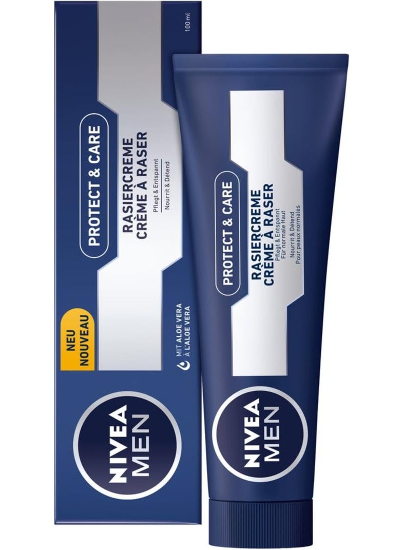 Nivea MEN Protect & Care Shaving Cream, Aloe Vera, 100ml - Image 1