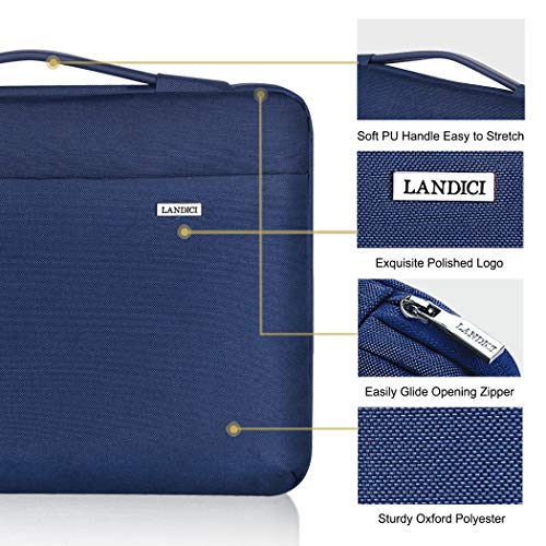LANDICI حافظة لابتوب LANDICI 360° مقاس 15.6-16 بوصة متوافقة مع MacBook Pro 16 M1/M2/M3/M4 2019-2025، 15.6-16 بوصة Hp Dell Lenovo Acer Asus، حقيبة كمبيوتر مقاومة للماء مع مقبض، زرقاء - Image 4